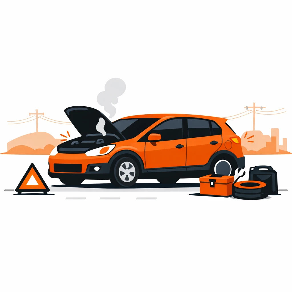 Voiture en panne sur la route